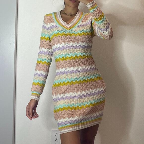 Multicolor Striped Knitted Dress - Picture 1 of 4